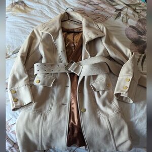Kenneth Cole Cream Coat. Tea length; size 10